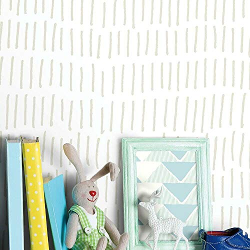 RoomMates RMK11613WP Tick Mark Beige and White Peel and Stick Wallpaper Small Sample