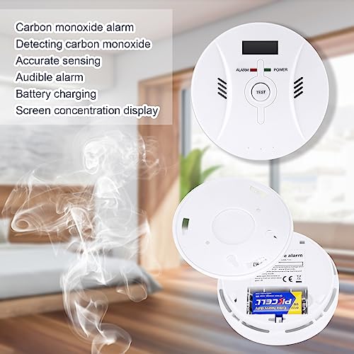 2 in 1 CO & Smoke Detectors, Carbon Monoxide Detector,with 9V Battery,Digital Display, Smoke Detector Carbon Monoxide Detector Combo,Alarm for Home or Office,Easy to Install