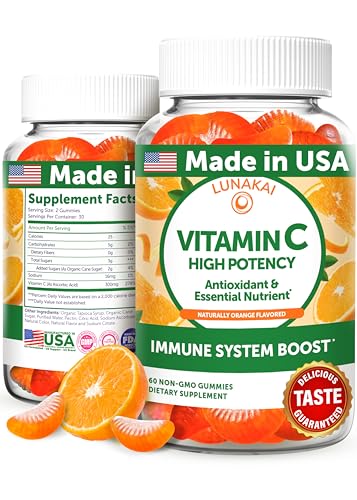 Vitamin C Gummies for Adults and Kids - Tastiest Proprietary Formula - 300mg Organic, NON-GMO, Vegan Vitamin C Chewable Supplement Gummy - Adult, Children, Toddler - Supports Overall Health - 60 Count