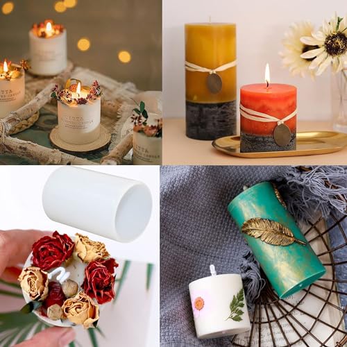 4 Pack Cylinder Mold Flower Mold Table Decoration Resin Mold Round Candle Mold 3D Cylinder Candle Mold Chocolate Mold Silicone Mold for Resin Candle Mold Handmade Candle Mold Cylinder Soap Mold