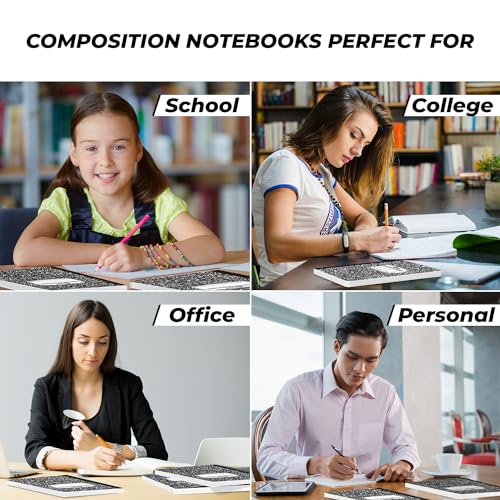 Rosmonde Composition Notebook Wide Ruled 5 Pack, 200 Pages (100 Sheets), 9-3/4 x 7-1/2, Back to School Supplies, Notebooks for School, Office Supplies, Notebooks for Work, The Notebook for Note Taking