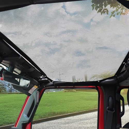 RERPRO Sunshade Compatible with 2024 Jeep Wrangler JL 2/4 Door 4XE Hard Top Accessories Front Sun Shade Soft Mesh Top Bimini Roof Bikini Cover, Keep Airbag Function, Front Door Black