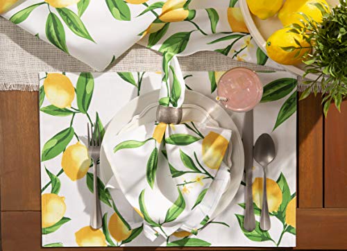 DII Lemon Bliss Outdoor Tabletop, Collection Stain Resistant & Waterproof, Reversible Placemat Set, 13x19