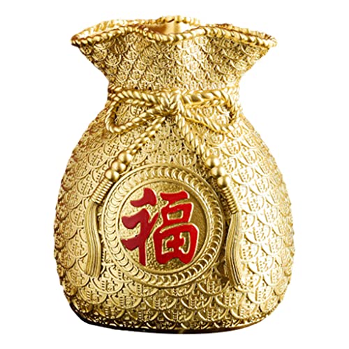 Gazechimp Novelty Flower Vase Planter Pot Money Bag Shape Fortune for Office Flower Arrangements, Gold