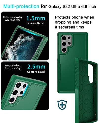 Beefeng for Galaxy S22 Ultra Case Compatible with MagSafe, Drop Proof Rugged Shockproof Magnetic Phone Cover for Samsung Galaxy S22 Ultra (Green)