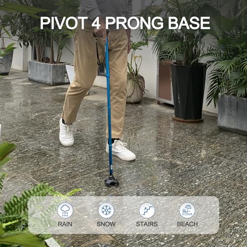 REHAND Walking Cane for Men & Women - Foldable, Adjustable, Lightweight, Self Standing Pivot Walking Cane, Soft Handle Grip, with Travel Bag, Walking Sticks for Seniors & Adults (Black)