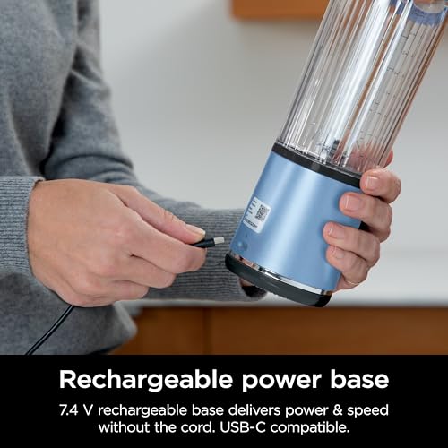 Ninja Blast Portable Blender, Cordless, 18oz. Vessel, Personal Blender For-Shakes and Smoothies, BPA Free, Leakproof-Lid and Sip Spout, USB-C Rechargeable, Dishwasher Safe, Metallic Blue, BC151BM