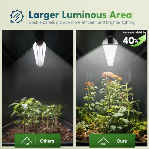 FREELICHT 1 Pack 4ft LED Grow Light, 60W (350W Equivalent), Red Blue (660nm+460nm) Full Spectrum Grow Lights for Indoor Plants, Hanging Plug in Grow Lamp for Hydroponic Greenhouse Plants Seedling Veg