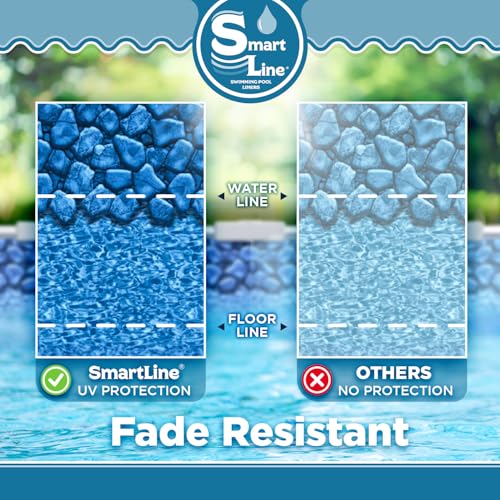 Smartline 33 ft Round Swimming Pool Liner | Boulder Swirl | Overlap Style | 48-52 Inch Wall Height | 25 Gauge Vinyl | for Steel Sided Above Ground Pools | Gasket Kit Included