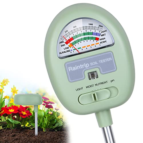Soil Moisture Meter,4-in-1 Soil Ph Meter, Soil tester for Moisture, Light,Nutrients, pH,Soil Ph Test Kit, Great for Garden, Lawn, Farm, Indoor & Outdoor Use (No Battery Required)