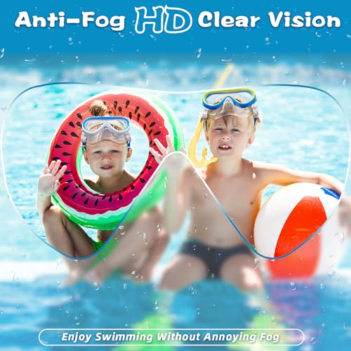 Freela Kids Swim Goggles for Boys Girls Kids 4-7 3-6 6-14 8-12 with Nose Cover, Water Pool Beach Swimming Goggles Mask for Childrens Youth Age 4 5 Tempered Glass Anti Fog Waterproof 180° Clear View