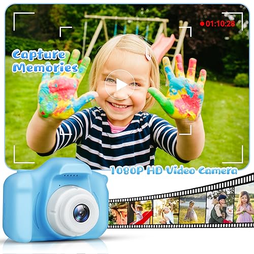 Kids Camera for Boys and Girls, GPOSY Digital Camera for Kids, Toddler Camera Christmas Birthday Toy Gifts for Kids Age 3 4 5 6 7 8 9 10 with 32GB SD Card, Video Recorder 1080P HD(Blue)