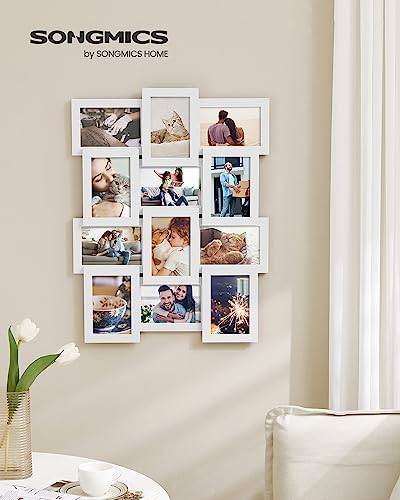 SONGMICS Collage Picture Frames, 4x6 for Wall Decor Set of 12, Multi Family Photo for Gallery Decor, Hanging Display, Assembly Required, Cloud White