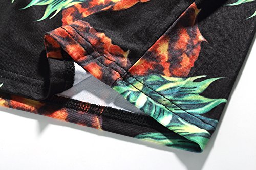 SSLR Mens Hawaiian Shirts Casual Print Short Sleeve T Shirt for Men (Small, Black Yellow)