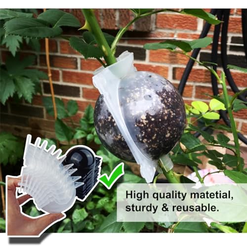 MIIIM 10 PCS Air Layering Propagation Kit with Zip Ties, Reusable Half Transparent Grafting Ball, Air Layering Pods Clear, Plant Rooting Grafting Box for Fast Propagation Plants (Medium)