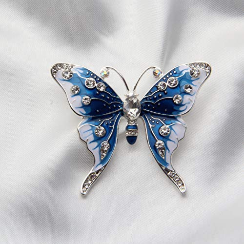 FEELMEM Crystal Rhinestone Butterfly Brooch Pin Blue Color Butterfly Brooches for For Women Girls Wedding/Banquet/Birthday Party (red)