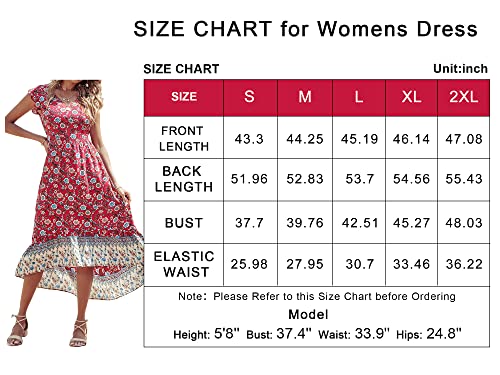 PRETTYGARDEN Women‘s Summer Maxi Dress Floral V Neck Short Sleeve Ruffle Casual Midi Long Dress Black