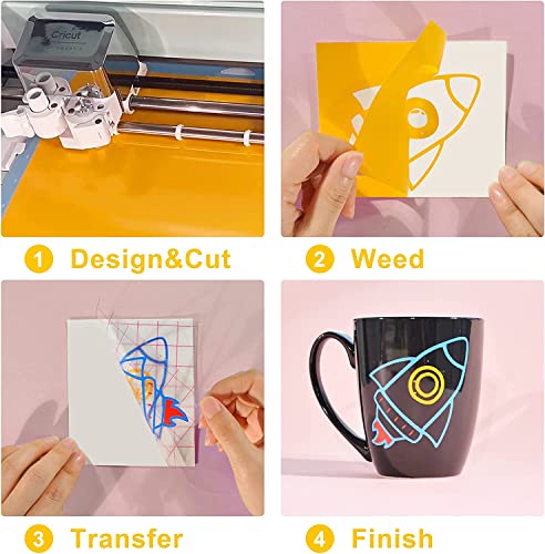 Lya Vinyl Permanent Vinyl for Cricut,125 Pack 12"x12" Self Adhesive Vinyl Sheets,Permanent Outdoor Vinyl for Party Decoration, Sticker, DIY Mug, Car Decal