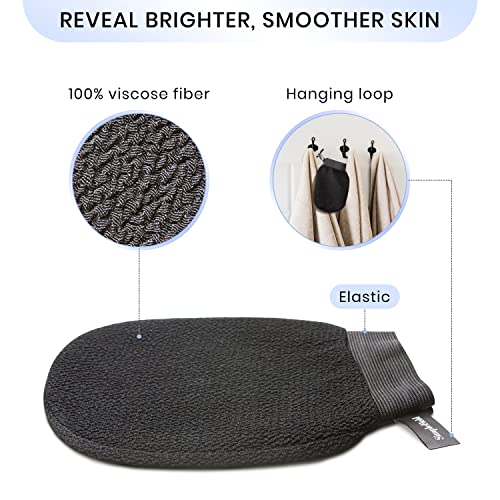 SimpleField Korean Exfoliating Mitt for Remove Dead Skin. 100% Viscose Deep Kessa Exfoliating Glove for Body Scrub, Keratosis Pilaris and Self Tanning. Easily Smooth Skin Surface. (1 Piece)