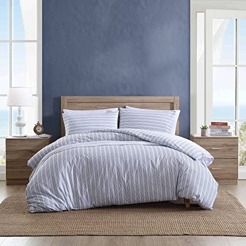 Nautica- Twin Duvet Cover, Cotton Reversible Bedding with Button Closure, Casual Home Décor for All Seasons (Beaux Stripe Blue, Twin)