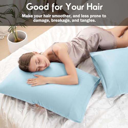 Pillowcases Standard Size 2 Pack, Cooling Viscose Pillow Cases with Envelope Closure, Cool & Breathable Pillow Cover for Hot Sleepers and Night Sweats, 20" x 26"