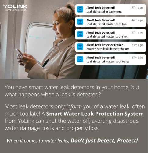 YoLink SpeakerHub & Three Water Leak Sensors Starter Kit – Plays Tones/Sounds, Spoken Messages, LoRa-Powered ¼ Mile Range, App Alert, Emails, SMS/Text, IFTTT