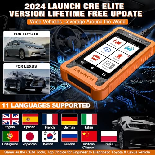 LAUNCH Creader Elite Bi-Directional OBD2 Scanner for Toyota Lexus, 2024 Full System Diagnostic Scan Tool, All Reset Service Code Reader, ECU Coding, Battery Registration,AUTO VIN,Lifetime Fr-ee Update