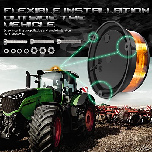 DAYSEN LED Amber Beacon Light, 4.2"Flashing Emergency Strobe Lights, Magnetic Mount 360 °Rotating Rooftop Safety Warning Light for Trucks Tractors Golf Carts UTV & ATV Cars(Magnetic)