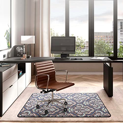 Heavy Duty Office Chair Mat for Carpet and Hardwood Floor Bohemian Desk Chair Mat Rug 36'' x 48'' Jacquard Woven Surface Floor mats for Office