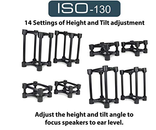 IsoAcoustics Iso-Stand Series Speaker Isolation Stands with Height & Tilt Adjustment: Iso-130 (5.1" x 6”) Pair