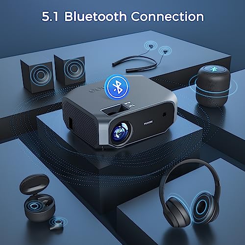 FUDONI Projector with 5G WiFi and Bluetooth, 15000L Outdoor Movie Projector Native 1080P 4k Supported, Portable Projector, Home Theater Projector for iOS/Android/TV Stick/Laptop/HDMI/USB