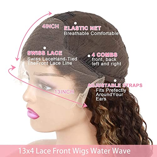 ZLIKE 32inch Ginger Orange Lace Front Wigs Human Hair Hd Frontal Wig 13x6 Wave Wave Wig Lace Frontal Wigs Wet And Wavy Human Hair Curly Lace Frontal Wigs Pre Plucked 150% Density #350 Color
