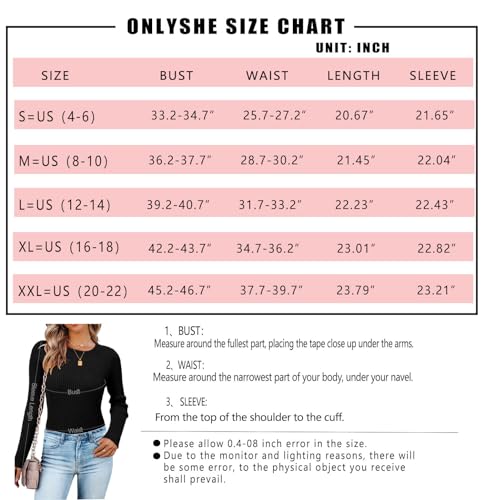 ONLYSHE Long Sleeve Ribbed Knit Shirts for Women V Neck Pullover Ladies Slim Fitted Basic Soild Color Tops Fall Basic Tee,Green L