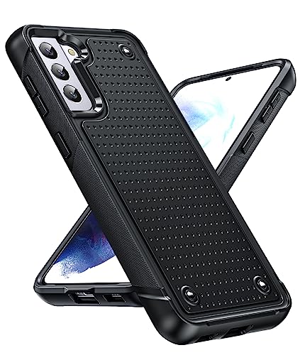 LeYi for Samsung Galaxy S21+ Plus Case, Samsung S21 Plus Case 5G, Shockproof Heavy Duty Dual Layer Protective Hard PC Textured Back & Soft Bumper Case for Galaxy S21 Plus, Black