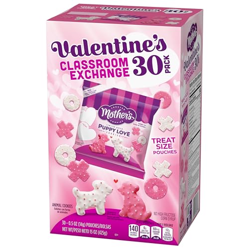 MOTHER'S Limited Batch Puppy Love Frosted Cookies 30 count box of 0.5oz bags, Valentine's Classroom Exchange - 15oz / 425g