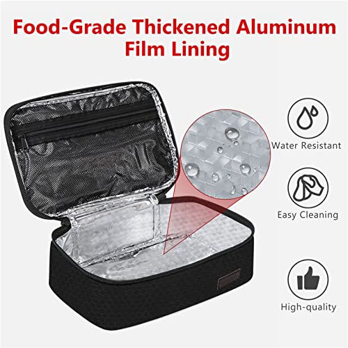 Gloppie Small Lunch Bag for Men Women Insulated Lunch Box Mini Lunchbox Portable Lunch Cooler Bag Adult Lunch Pail Petty Food Containers Reusable Snack Bag Loncheras Para Hombres Black