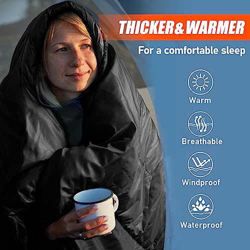 MEREZA Sleeping Bags XL for Adults Mens Large Wide Sleeping Bag for Camping & Backpacking Big and Tall Sleeping Bags for Women 4 Season Warm & Cool Weather with Compression Sack Bermuda Bue&Yellow
