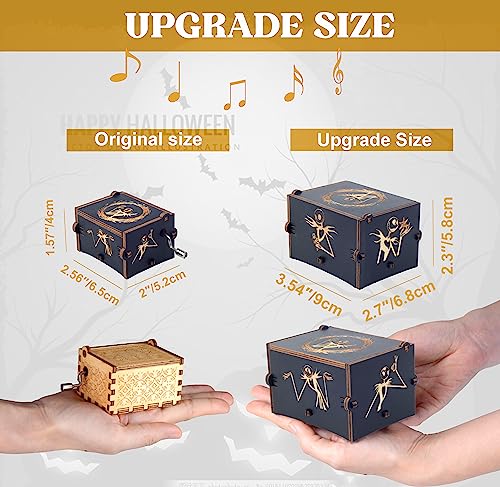 Kcikn The Nightmare Hand-cranked Musical Box, Wooden Engraved Music Box Playing Melody This is Halloween for Boys Girls,Big Size Music Box for Halloween Christmas Thanksgiving