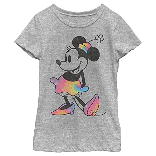 Disney Characters Tie Dye Minnie Girl's Crew Tee, Athletic Heather, X-Small