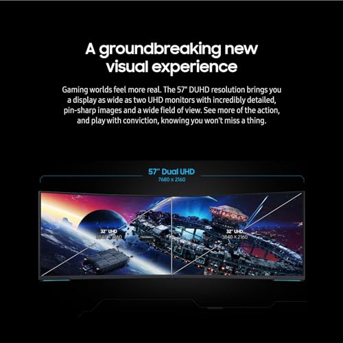 SAMSUNG 57" Odyssey Neo G9 Series Dual 4K UHD 1000R Curved Gaming Monitor, 240Hz, 1ms with DisplayPort 2.1, Quantum Mini-LED, DisplayHDR 1000, AMD FreeSync Premium Pro, LS57CG952NNXZA, 2023