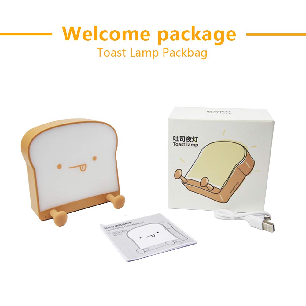 QANYI Cute Night Light Toast Bread LED Night lamp with Rechargeable, Portable Bedroom Bedside Bed lamp Christmas Gifts Ideas for Tween Teenage Teenager Teens Girls Boys Women