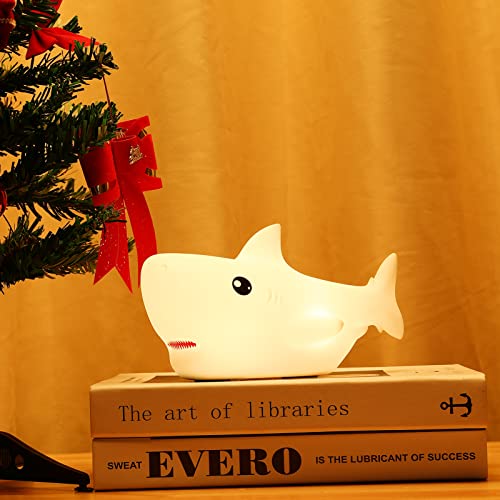 Tremdwoto Shark Night Light for Kids with 7 Colors, Rechargeable Squishy Silicone LED Nightlight Lamp as Birthday Christmas Gifts for Baby Boys Children Toddlers Tween Girls Nursery