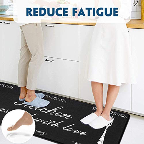 Pauwer Anti Fatigue Kitchen Mat Set of 2 Cushioned Kitchen Floor Mats Waterproof Kitchen Rugs Non Slip Kitchen Runner Rug Comfort Soft Standing Mat Carpets