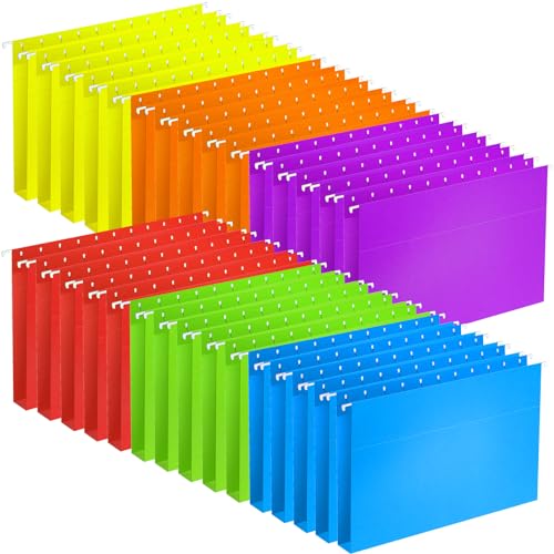 30 Pack Extra Capacity Hanging File Folders Reinforced Letter Size Hanging Folders with 1 Inch Expansion, 1/5 Cut Adjustable Tab Inserts for Office, School, Home Supplies, Assorted Colors