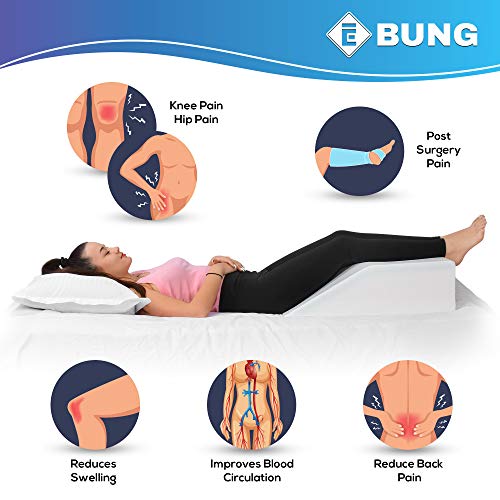 Ebung Leg Elevation Pillow with Memory Foam & Cooling Gel - Elevated Leg Pillows for Sleeping, Blood Circulation, Leg Swelling Relief, and Sciatica Pain Relief - Pillow for Back Pain and Pregnancy