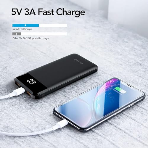 Charmast Portable Charger, USB C Battery Pack, 3A Fast Charging 10400mAh Power Bank LED Display, Slim Portable Phone Battery Charger for iPhone 13 12 11 X 8 7 Samsung S21 S20 Google LG OnePlus iPad