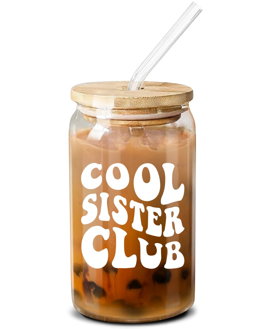 NewEleven Christmas Gifts For Sister From Sister, Brother - Unique Birthday Present For Sister, Soul Sister, Big Sister, Little Sister, Sister In Law, Sibling, Bestie - 16 Oz Coffee Glass