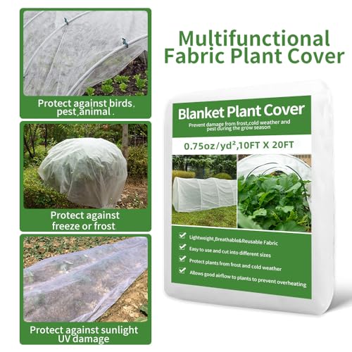 EXTRAEASY Plant Covers Freeze Protection 10ft x 20ft,Garden Floating Row Covers for Raised Beds/Vegetables Insect/Winter Frost,Frost Cloth Plant Freeze Protection (10x20ft, 0.75oz/yd²)