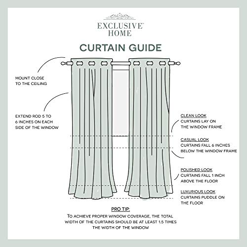 Exclusive Home Chateau Striped Faux Silk Grommet Top Curtain Panel Pair, 54"x63", Black Pearl