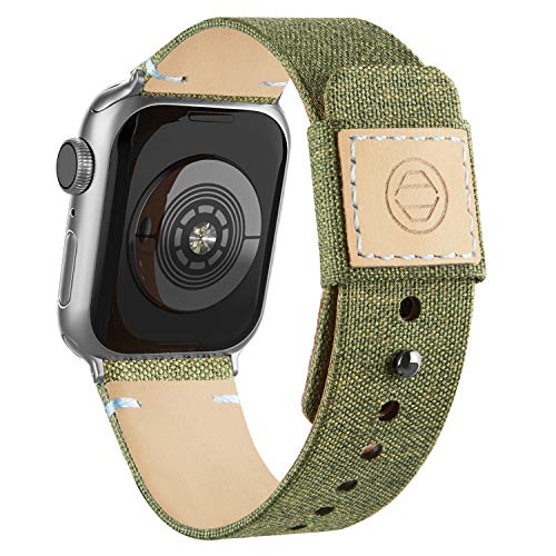 Recoppa Fabric Cloth Bands Compatible with Apple Watch 45mm 44mm 42mm, Canvas Strap with Soft Genuine Leather Lining and Snap Button for Apple iWatch Series 8/7/6/5/4/3/2/1/SE, Wine